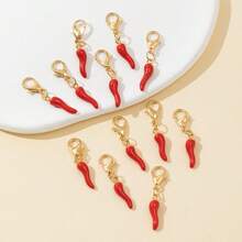 5/10/20pcs Fashion & Festive Red Chili Pepper Decor DIY Earrings, Keychains, Waist Chains, Anklets, Jewelry Accessories - Chili Pendant - View 12