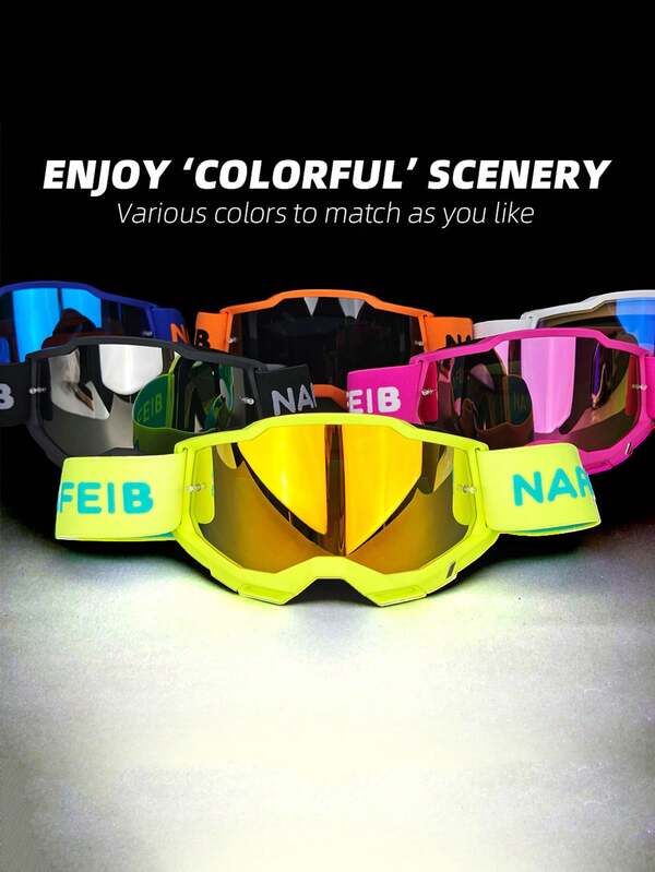 1 pieza Gafas de motocicleta Gafas de conducción Gafas deportivas a prueba de viento para exteriores y esquí Unisex, Personalizadas, Vanguardistas, A prueba de viento, Gafas protectoras de colores deslumbrantes, Estilo de pareja duradero
