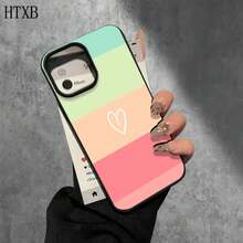 Phone 1PC Fundas protectoras y fundas protectoras de imitación con orificios grandes con estampado de corazones de cinco colores, adecuadas para phone16promax, 16 15pro, 14 14 Plus/14 Promax, 13 13 Pro, 12Pro, 11/11 Pro Pro Series. Regalos Cumpleaños Y Fiestas - Blanco - Ver 4
