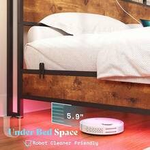 Full/Queen/King Size Floating Bed Frame With RGB LED Lights, Modern Platform Design With Smart Storage Headboard And Built-In Type-C & USB Charging Ports - Xem 7