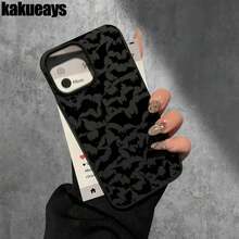 Funda para teléfono con diseño de murciélagos negros (grandes y pequeños), con orificios grandes y bonito estampado. Compatible con phone 16 Pro Max, 16, 15 Pro, 14, 14 Plus/14 Pro Max, 13, 13 Pro, 12 Pro, 11/11 Pro. Regalos para cumpleaños y festividades - Negro - Ver 7