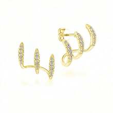 1Pair, Silvery/Golden Color, Women's Claw Set With Super Shiny Synthetic Earrings, Blingbling Dazzling, Exquisite And Lovely, Luxurious And Elegant, Suitable For All Occasions, Perfect Gift For Women - 銀色 - 查看 8