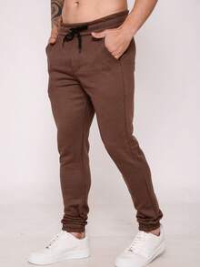 KIT 3 Men's Sweatpants 3 Cables (Off, Khaki, Chocolate) - 巧克力棕 - 查看 3
