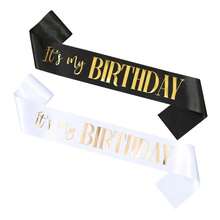 2 Packs It's My Birthday Sash For Women,Black And White Sashes With Gold And Rose Gold Writing. - Multicolor - View 7