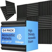 54-Pack Sound Proof Foam Panels For Walls 12X12X1" Acoustic Panels Wedge Style Sound Panels For Studio And Home Noise Reduction