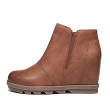 Athlefit Women' S Wedge Booties With Heel Hidden Wedge Boots Ankle Boots Fashionable Casual Work Shoes - Nâu2 - Xem 1