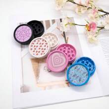1pc 55mm Plastic Grinder With Cute Pattern Sticker, 4 Patterns Available, Portable And Practical, Suitable As Birthday, Holiday, Christmas Gift