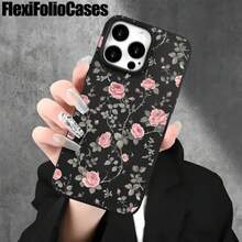 Fundas y carcasas protectoras de imitación con diseño de ramas, con orificios grandes, compatibles con las series 16 Pro, 16, 15 Pro, 14, 14 Plus/14 Pro, 13, 13 Pro, 12 Pro y 11/11 Pro. Regalos para cumpleaños y celebraciones. - Negro - Ver 8