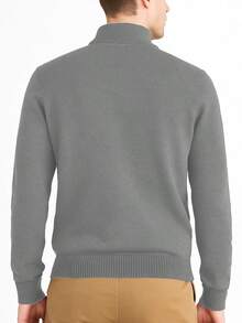 Homme Men's Simple LightweightStylish Casual Zip-Up Knit Sweater, Suitable For Autumn/Winter, Mock Neck Men, Men Knit Tops, Quarter Zip Sweater Men, Men S Sweater  Plain - 希瑟.格雷 - 查看 4