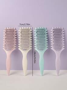 Bộ 1/6 lược uốn tóc màu trơn, làm từ lông heo rừng và nylon, có chức năng massage cho tóc khô hoặc ướt, giúp gỡ rối và làm mượt tóc xoăn, phù hợp với mọi kiểu tóc và phụ nữ, nhỏ gọn và dễ mang theo, là món quà tuyệt vời cho ngày Valentine. Phụ kiện làm đẹp tóc tại nhà - Nhiều màu - Xem 11