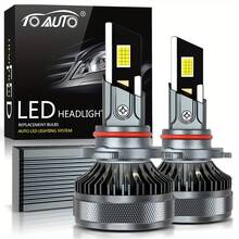 TOAUTO 2 件超亮 LED 汽车前灯和雾灯，35000lm，200W，高强度 6500K 白光，耐用铝制结构，自动四铜管涡轮汽车前灯，兼容 H11 H4 H7 H1 9005 9006 - 白色 - 查看 15