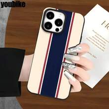 Funda protectora para phone (1 unidad) con orificios grandes, diseño a rayas azules y blancas. Compatible con phone 16 Pro, 16, 15 Pro, 14, 14 Plus, 14 Pro, 13, 13 Pro, 12 Pro y 11/11 Pro. Ideal para cumpleaños y celebraciones. - Blanco - Ver 8