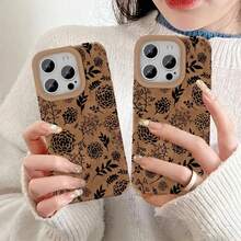Funda para phone (1 unidad). Compatible con phone 16 Pro, 15/14 Plus. Funda retro de piel sintética con diseño de piel de oveja. Diseño artístico y moderno en color marrón. Suave y cómoda, ideal para hombres y mujeres. - Colores mixtos 1 - Ver 6