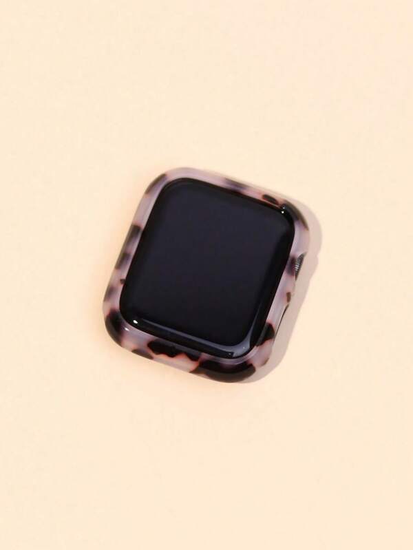 1pc Unisex Leopard Pattern Hollow Resin Luxury Protective Case, Compatible With Apple Watch 38/40/41/42/44/45/46mm, Compatible With Apple Watch Series SE/11/10/9/8/7/6/5/4/3/2/1, Smartwatch Case Accessory