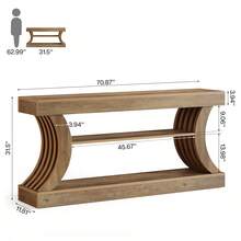 Tribesigns 70.9-Inch Long Farmhouse Entryway Console Table With Storage, 3-Tier Wooden Couch Table Behind Sofa, For Entry, Entrance, Hallway, Foyer, Living Room, Rustic Brown - Brown - View 2