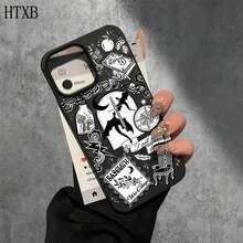 Funda para phone (1 unidad) con diseño estampado negro y orificios grandes. Compatible con phone 16 Pro, 16, 15 Pro, 14, 14 Plus/14 Pro, 13, 13 Pro, 12 Pro y 11/11 Pro. Regalos para cumpleaños y celebraciones. - Blanco - Ver 5