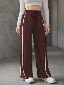 A&DD MODA, REF: ADD8823, Women's Elastic Pants, Casual, Wide, Breathable, Fine Silk, Icy, Light, Comfortable, Casual, Elegant, Modern, Stylish, Premium Quality, All Day Comfort, Perfect For Summer, Soft Touch, Freshness, Ideal For Heat. - 酒紅色 - 查看 6