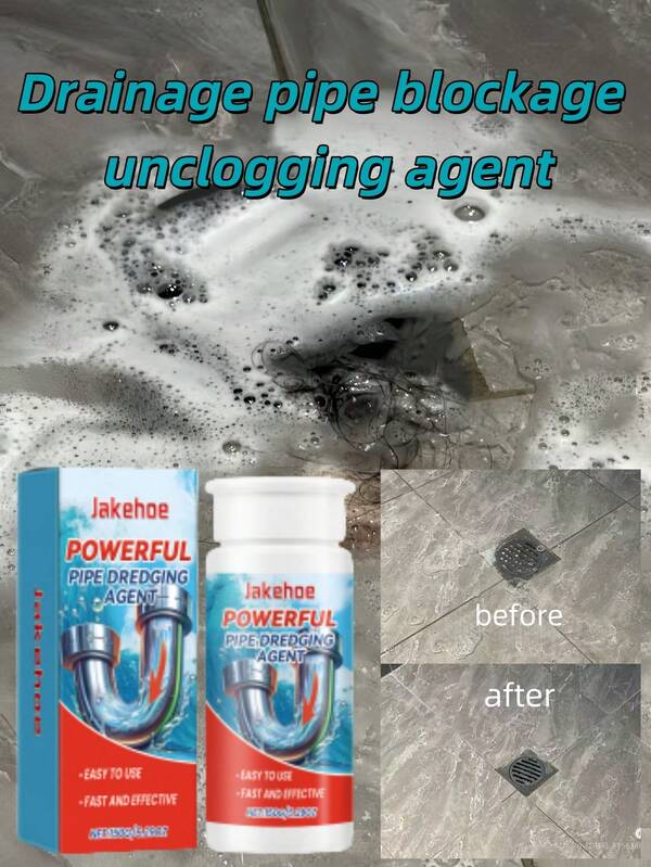 JAKEHOE Desatascador y limpiador desodorizante de tuberías potente: Desatasca y limpia de manera rápida y efectiva los de cocina, baño y desagües. Puede eliminar eficazmente los residuos de las tuberías sin dejar rastros, dejando las tuberías como nuevas. Limpieza de baño, accesorios de baño, desodorizante de refrigerador, detergente, bicarbonato de sodio, eliminador de obstrucciones de desagüe, cocina, tuberías de inodoro, desatascado y limpieza.