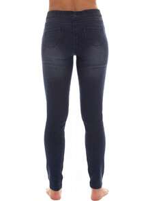 Ripped Denim Jeggings For Women Jeans Leggingshalloween - Màu xanh lam - Xem 2