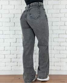 Women's Wide Leg Jeans, High Waist, Butt Lifting Pants - Garafite Rasgada - 查看 2
