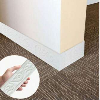 1 pieza Tira adhesiva de 2.3m/90.55in para moldura de pared, Tira adhesiva para zócalo doméstico, Tira adhesiva autoadhesiva para línea de cintura, Tira decorativa para línea de zócalo, Borde de adhesivo para pared, Decoración de habitación DIY para el hogar, Adhesivo para zócalo, Adhesivo 3D autoadhesivo para moldura decorativa en paredes, marcos de puertas y superficies lisas