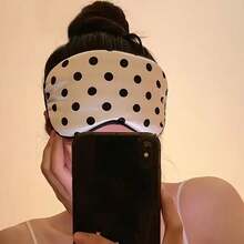 1 PC Polka Dot Pattern Imitation Silk Fabric Elastic Band Light Blocking Sleep Mask - trắng - Xem 3