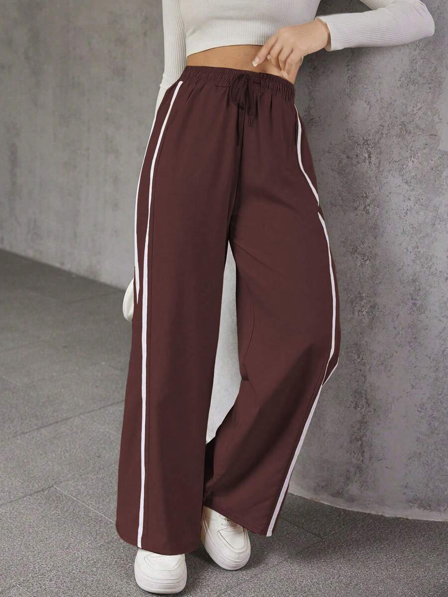 A&DD MODA, REF: ADD8823, Women's Elastic Pants, Casual, Wide, Breathable, Fine Silk, Icy, Light, Comfortable, Casual, Elegant, Modern, Stylish, Premium Quality, All Day Comfort, Perfect For Summer, Soft Touch, Freshness, Ideal For Heat. - 酒紅色 - 查看 1