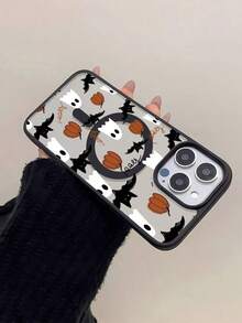 Funda para teléfono con diseño de fantasmas y murciélagos para Halloween, compatible con phone 16, 15, 14 Pro, 13, 12, 11, XR y XS Plus. Fabricada en silicona TPU, ofrece protección contra golpes y caídas, y tiene un tacto muy agradable. Es ideal para familiares, amigos y seres queridos. - Negro - Ver 3