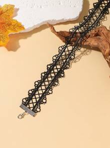 1 件哥特式性感黑色蕾丝镂空颈链，适合女性日常、休闲、派对穿着，适合所有季节，馈赠佳品