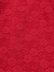 AOMEI Fall Clothes Plus Size Red Pleated Bow Lace Floral Long Wedding Guest Dress Long SLeeves Party Midi Dresses