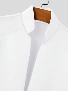 INCERUN Fashion Mens Stand Collar Short Sleeve Split Hem Party Cardigan Belted Long Jacket Coat - trắng - Xem 8