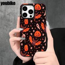 Funda protectora para phone con orificios grandes, diseño de calabaza, murciélago y fantasma. Compatible con phone 16 Pro, 16, 15 Pro, 14, 14 Plus, 14 Pro, 13, 13 Pro, 12 Pro y 11/11 Pro. Ideal para regalos de cumpleaños y celebraciones. - Negro - Ver 6