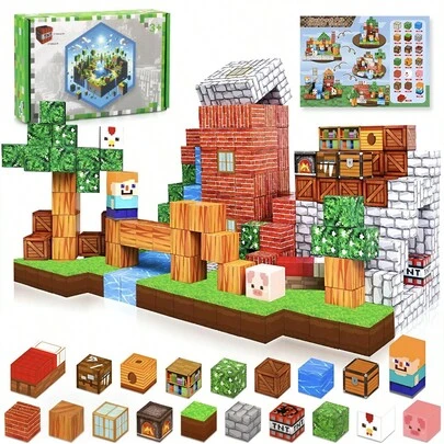Khối xây dựng từ tính - 100 khối từ tính STEM từ tính Montessori Đồ chơi cảm giác cho trẻ em từ 3-8 tuổi Bé trai Bé gái Quà tặng Giáng sinh Sinh nhật Khối từ tính Outdoorfun