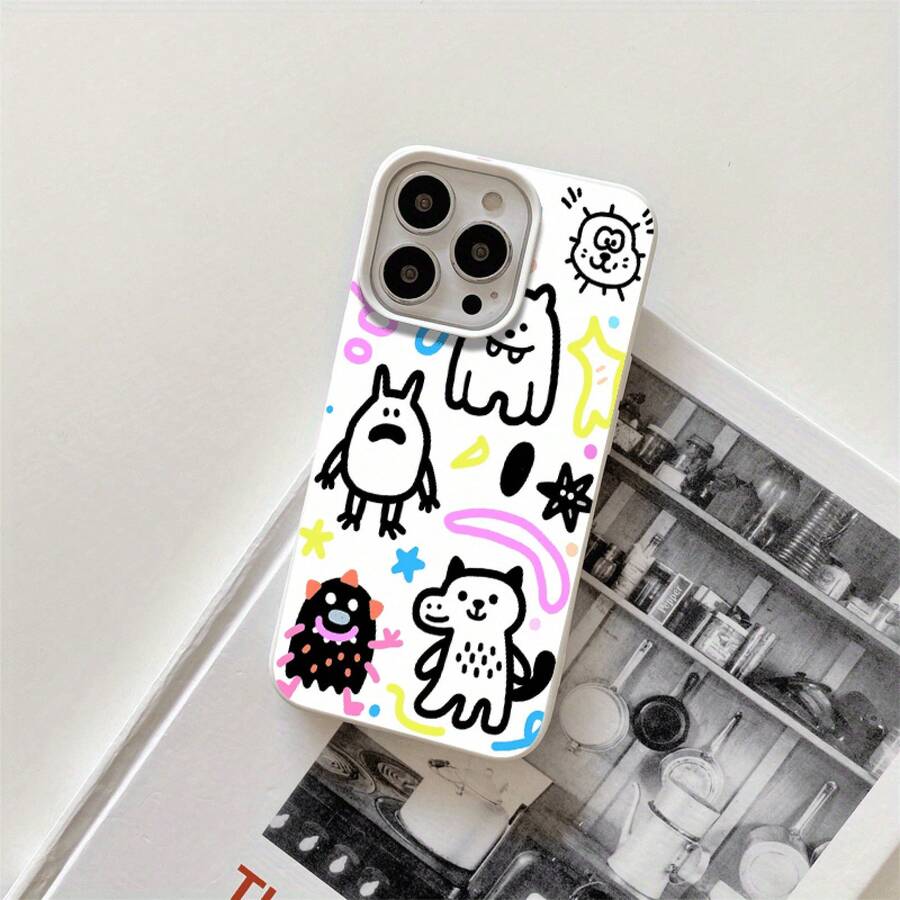 Funda protectora para phone con diseño de graffiti y orificios grandes. Compatible con phone 16 Pro Max, 16, 15 Pro, 14, 14 Plus/14 Pro Max, 13, 13 Pro, 12 Pro, 11/11 Pro. Regalos para cumpleaños y fiestas - Blanco - Ver 1