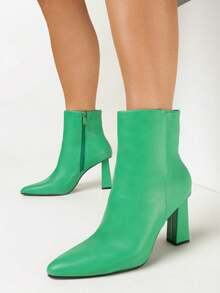 Geometrische Ankle Boots mit Kunstleder-Reißverschluss - Grün - Übersicht 1