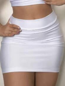 Short Suplex Skirt, Basic, Tight And Super Stylish, Casual Beach, Clubbing, Simple, Party, Casual, None, Beach, Vacation - Blanco - Ver 5