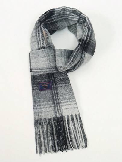 1pc Unisex Fashion Autumn/Winter Classic Plaid Wool-Like Texture Scarf, Suitable For Daily Wear And Gift