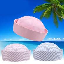 Sombrero de marinero para Cosplay a rayas, versátil, transpirable, cómodo, para puesta en escena, para hombres y mujeres - Lavanda - Ver 8
