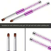 Oval & Flat UV Gel Nail Brush Rhinestone Handle Professional Nail Art Design Brushes,Nali Art Brush,Suitable For Beginners And Professional Nail Artists To Use At Home - Purple - View 4