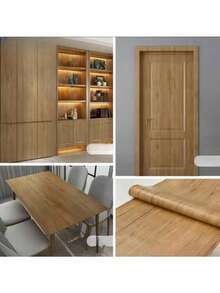 1 rollo de papel tapiz autoadhesivo impermeable y anticontaminación con estampado de grano de madera de álamo nostálgico, adecuado para renovar la cocina, la sala de estar, el gabinete, la mesa, el restaurante y otras ocasiones