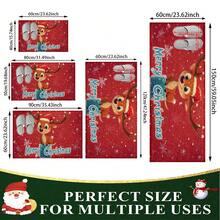 1pc Christmas Reindeer Pattern Bathroom Anti-Slip Mat, Made Of Faux Cashmere Material, With Plush Decoration, Suitable For Bathrooms, Doorways, Kitchens And Other Occasions. It Can Be Machine Washed. It Is A Festive Decoration And Can Be Given As A Give - Multicolor - View 4