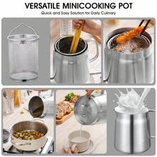 1.5L/2L Oil Filter Pot Kitchen Oil Filter Pot Cooking Oil Filter Pot, 304 Stainless Steel Oil Strainer Separator Grease Filter Container Pot Kitchen Cooking Tool With Strainer & Deep Fryer Basket & Dustproof Lid - Bạc - Xem 2