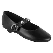 Mary jane exterior Piel vegana color Negro para Mujer  Liso    Casual    Hebilla    Casa    PV25 - Negro - Ver 2