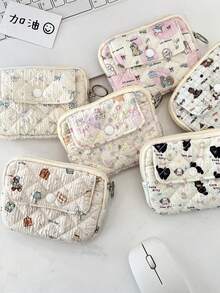 1 chiếc ví đựng thẻ gập hình hoạt hình đa năng, ví đựng tiền xu, ví mini dành cho nữ để đựng tiền xu, tai nghe, chìa khóa và các vật dụng nhỏ khác, tiện lợi khi mang theo ngoài trời, ví mini cho nữ, ví đựng tiền xu mùa thu. - Nhiều màu - Xem 8