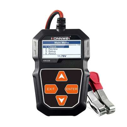 Medidor de Resistência de Bateria Konnwei Kw208 12V, Circuito de Teste de Bateria Automotiva, Testador de Carga de Bateria Automotiva, Analisador Profissional de Alternador Automotivo, Medição de Forma de Onda de Tensão para Automóveis, Marítimos e Motocicletas