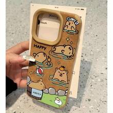 Funda para phone 16, 15, 14, 13, 12 Pro, 14 Pro, 15 Plus, 16 Pro, XS, X, XS, 11 y 11 Pro. Textura de piel sintética color lichi y protección reforzada para la lente. - Marrón oscuro - Ver 2