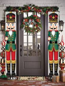 1 Set di Grandi Striscioni Natalizi per Porta da 180 cm con Stampe a Quadri e Festive, Cartelli Appesi per Portico per Decorazioni Natalizie Interne ed Esterne per Ingresso Invernale