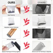 4/20 PCS Chair Leg Floor Protectors, Furniture Pads For Hardwood Floors, Furniture Sliders For Chair Legs, Silicone Chair Leg Caps Cover,Floors From Scratching And Reduce Noise,Suitable For Bedrooms, Living Rooms, Kitchens - Transparent Light Gray - View 4