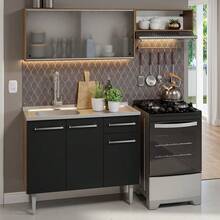 Emilly Madesa 05 Compact 165cm Kitchen Cabinet With Rustic/Black Sink - Brown and Black - View 1