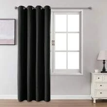 1pc/2pcs Linen-Like Blackout Curtains, Available In Multiple Sizes For Bedroom, Living Room, Home Theater, Dining Room, With Eyelets - Black - View 29
